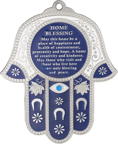 Hamsa Wall Decor Red/Blue Evil Eye Charm Protection Amulet Home/Business Good Luck Charms in English/Hebrew Blessings in Kuwait