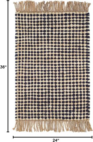 Dash & Albert Kuba Black Handwoven Jute Rug, 2 X 3 Feet, Black Geometric Pattern in Kuwait