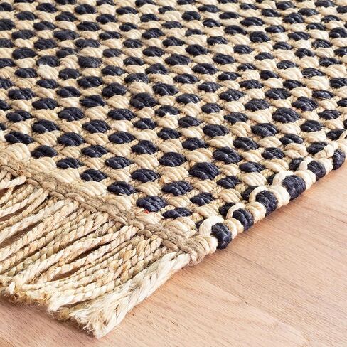 Dash & Albert Kuba Black Handwoven Jute Rug, 2 X 3 Feet, Black Geometric Pattern in Kuwait