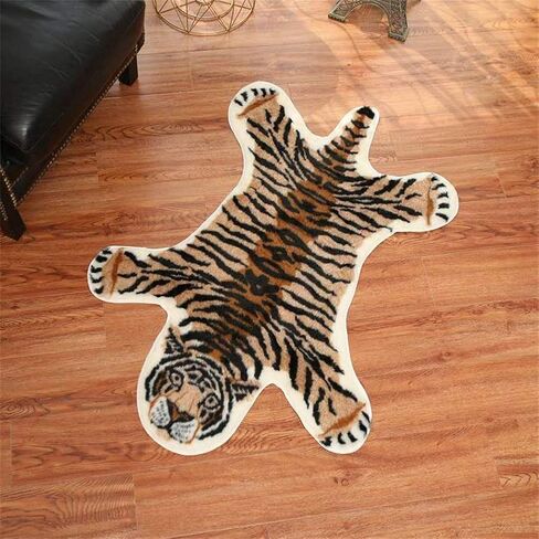 Tiger Print Rug, Faux Fur Cowhide Skin Rug Animal Printed Area Rug Carpet for Decorating Kids Room, Under Coffee Table, Cowboy-Themed Nursery, Jungle Themed Room, Playroom in Saudi Arabia