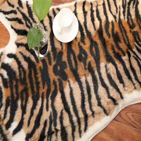 Tiger Print Rug, Faux Fur Cowhide Skin Rug Animal Printed Area Rug Carpet for Decorating Kids Room, Under Coffee Table, Cowboy-Themed Nursery, Jungle Themed Room, Playroom in Saudi Arabia