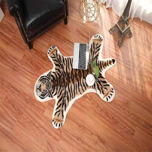 Tiger Print Rug, Faux Fur Cowhide Skin Rug Animal Printed Area Rug Carpet for Decorating Kids Room, Under Coffee Table, Cowboy-Themed Nursery, Jungle Themed Room, Playroom in Saudi Arabia