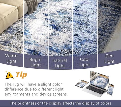 jxgzyy Washable Area Rug 5x7, Non Slip Living Room Rug, 0.2'' Low Pile Soft Carpet for Bedroom, Stain Resistant Kitchen Rug, Modern Abstract Speckled Blue in Kuwait