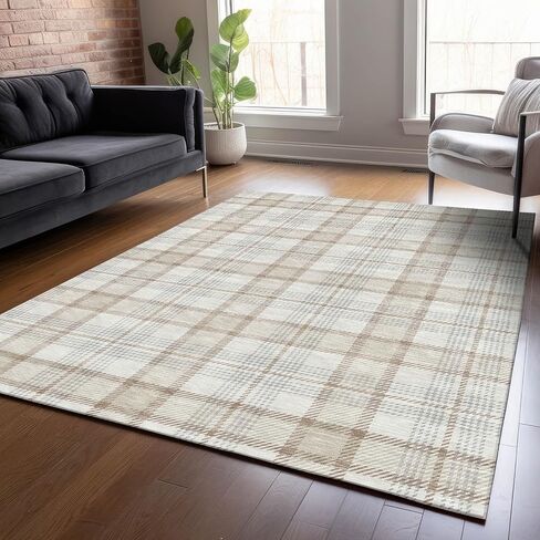 Addison Rugs Chantille ACN1052 سجادة عاجية مقاس 9 × 12 بوصة للاستخدام الداخلي والخارجي، سهلة التنظيف، يمكن غسلها في الغسالة، لا تساقط، غرفة النوم، المدخل، غرفة المعيشة، غرفة الطعام، المطبخ، سجادة الفناء in Saudi Arabia
