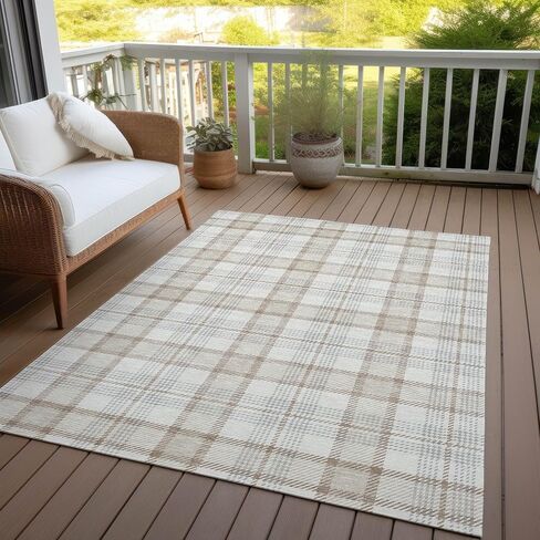 Addison Rugs Chantille ACN1052 سجادة عاجية مقاس 9 × 12 بوصة للاستخدام الداخلي والخارجي، سهلة التنظيف، يمكن غسلها في الغسالة، لا تساقط، غرفة النوم، المدخل، غرفة المعيشة، غرفة الطعام، المطبخ، سجادة الفناء in Saudi Arabia