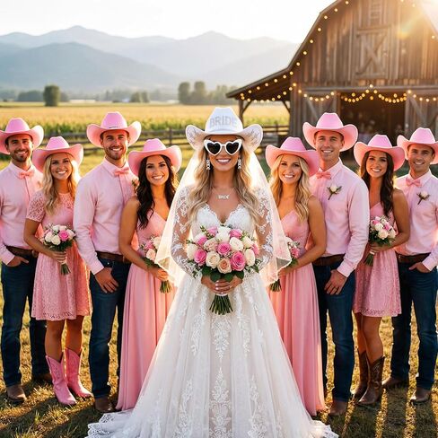 4 Pcs Bride Cowgirl Hat Rhinestone Set with Star Glitter Hat Earrings Necklace Sunglasses for Women Bachelorette Party Wedding Bridal Gifts Costume White in Saudi Arabia
