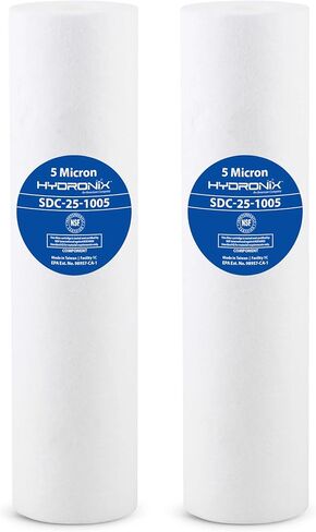 Hydronix SDC-25-1005 Whole House RO Reverse Osmosis Sediment Water Filter Cartridge 2.5" x 10" - 5 Micron (2 Pack) in Kuwait