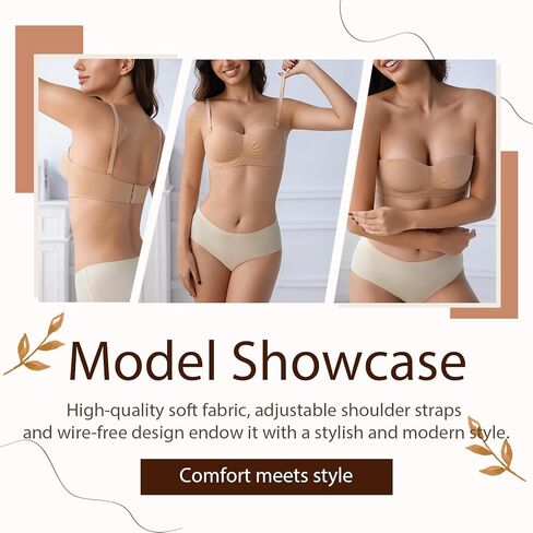 Strapless Bras for Women Push Up Seamless Bandeau Bra Wireless Tube Top Bra for Backless Dresses Wedding Daily Wear in Kuwait