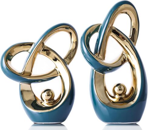 Black Gold Modern Abstract Art Home Decor Accent,Statues Coffee Table Decor for Living Room,Table Centerpieces for Dining Room,Ceramic Sculptures and Gold Knick Knacks for TV Stand Decor (Black Gold) in Kuwait