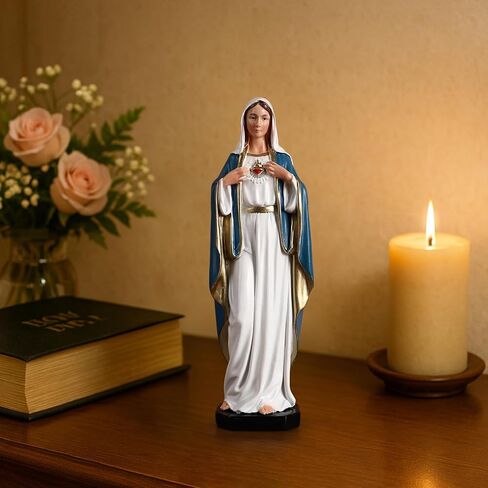 TALPGOD Immaculate Heart of Mary,6 Inch Blessed Holy Mother Virgin Mary Statue Catholic Altar Home Decor,Holy Mother Religious Gift for Mom,Catholic Art Hand Painted Renaissance Sculpture Collection in Kuwait