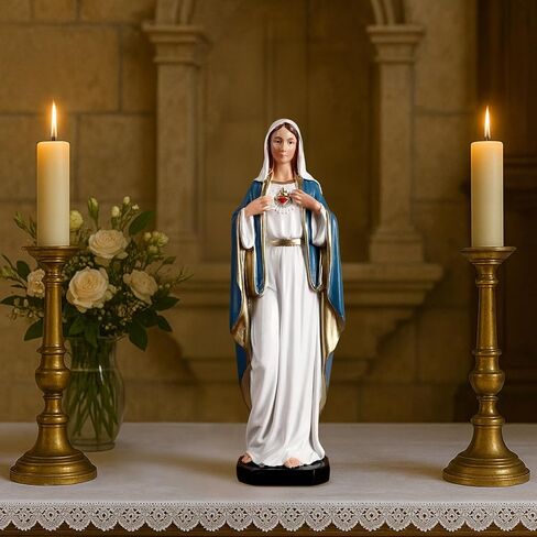 TALPGOD Immaculate Heart of Mary,6 Inch Blessed Holy Mother Virgin Mary Statue Catholic Altar Home Decor,Holy Mother Religious Gift for Mom,Catholic Art Hand Painted Renaissance Sculpture Collection in Kuwait