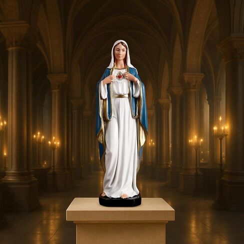 TALPGOD Immaculate Heart of Mary,6 Inch Blessed Holy Mother Virgin Mary Statue Catholic Altar Home Decor,Holy Mother Religious Gift for Mom,Catholic Art Hand Painted Renaissance Sculpture Collection in Kuwait
