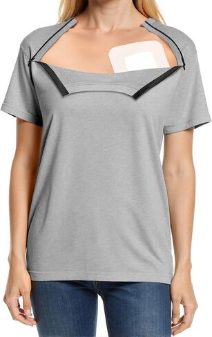 Chemo Port Shirts for Women Post Shoulder Surgery Recovery Shirts Tear Away Side Zippers Off in Kuwait
