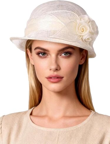 Retro Sinamay Veil Flower Bride Wedding Fascinator Hat Feather Bowler Hat Hair Accessory Banquet Cocktail Party in Kuwait