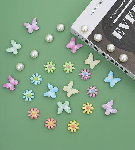 سحر الأحذية زهرة للنساء، سحر الأحذية فراشة اللؤلؤ بلينغ، سحر الفتيات ماكرون تسد الصنادل الديكور، هدايا عيد ميلاد الحزب in Kuwait