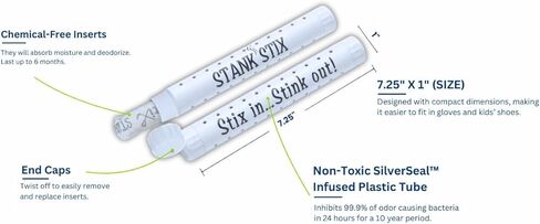 مزيل الروائح الكريهة للأحذية ومزيل الرائحة من جلوفيستيكس ستانكستيكس سولوس للأحذية، والأحذية طويلة الرقبة، وحقائب الصالة الرياضية ذات الرائحة الكريهة، والملاكمة، واللاكروس، وكرة القدم والهوكي، وغير سامة in Kuwait