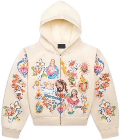 Y2k سويت شيرت بغطاء للرأس بسحاب على الطراز القوطي القديم مطبوع عليه حروف الروك، ملابس الجرونج، هوديس كبيرة الحجم in Kuwait