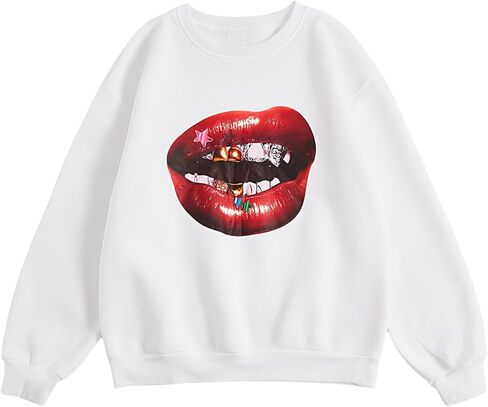 Verdusa Women's Hip Hop Graphic Sweatshirts Going Out Streetwear Pullover Tops in Saudi Arabia