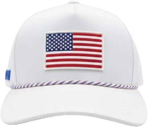 قبعة جولف Old Glory - مشبك خلفي لأداء مثقوب بالليزر مع رقعة العلم الأمريكي باللون الأبيض in Saudi Arabia