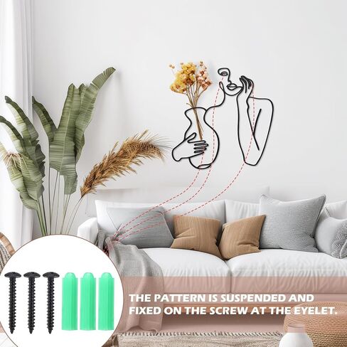 Pelopy Black Metal Wall Decor, Abstract Woman Wall Art, Minimalist Line Vase Decor, Modern Aesthetic Metal Women Art for Home Bedroom Bathroom Living Room in Kuwait