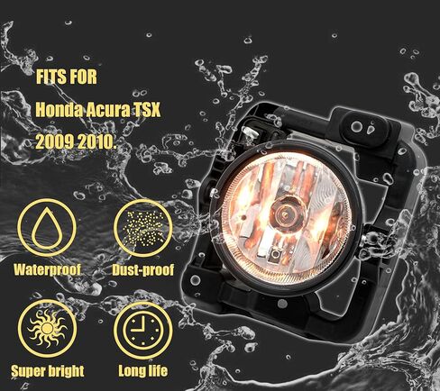 Fog Lights Clear Lens For Honda Acura TSX 2009 2010 | Front Driving Lamps with H11 12V 55W Halogen Bulbs|Switch and Wiring Kit | 33900-TL0-A01,33950-TL0-A01 in Saudi Arabia