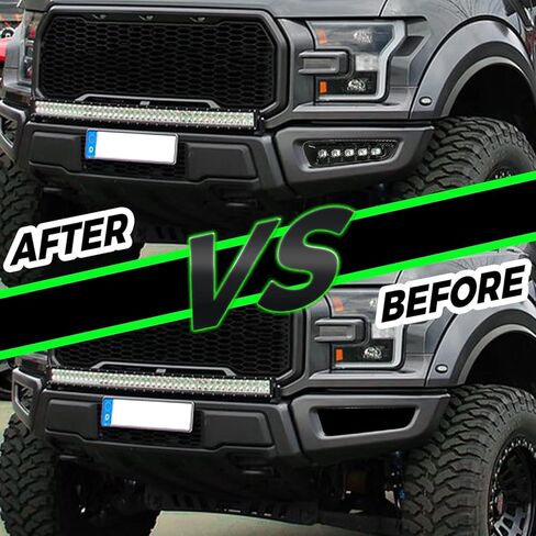 HECASA LED ضوء الضباب متوافق مع 2017-2020 Ford F-150 Raptor مصباح الجري النهاري DRL مع ضوء إشارة الانعطاف ضوء أسود من البلاستيك in Saudi Arabia