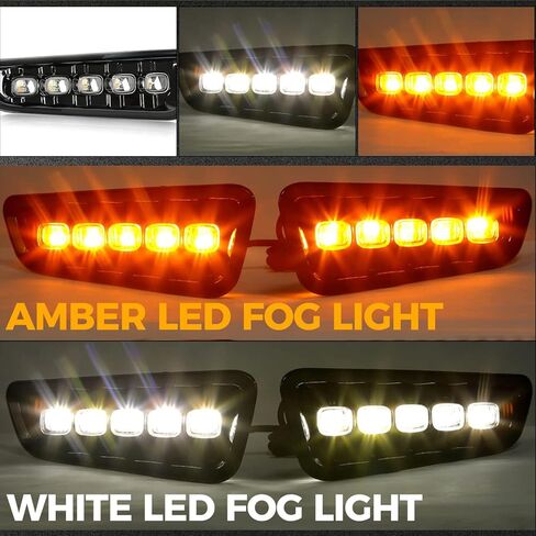 HECASA LED ضوء الضباب متوافق مع 2017-2020 Ford F-150 Raptor مصباح الجري النهاري DRL مع ضوء إشارة الانعطاف ضوء أسود من البلاستيك in Saudi Arabia