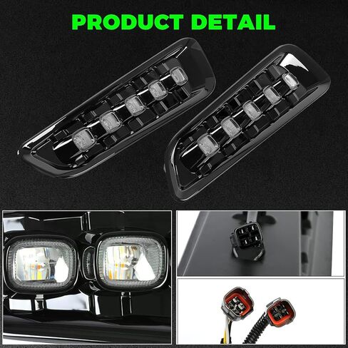 HECASA LED ضوء الضباب متوافق مع 2017-2020 Ford F-150 Raptor مصباح الجري النهاري DRL مع ضوء إشارة الانعطاف ضوء أسود من البلاستيك in Saudi Arabia