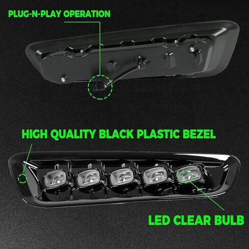 HECASA LED ضوء الضباب متوافق مع 2017-2020 Ford F-150 Raptor مصباح الجري النهاري DRL مع ضوء إشارة الانعطاف ضوء أسود من البلاستيك in Saudi Arabia