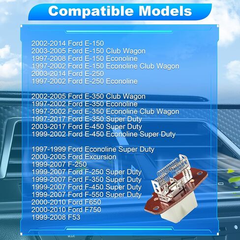 FAERSI 973-013 طقم مقاوم محرك منفاخ HVAC مع سرج سلكي متوافق مع 2003-2014 Ford E-150 E-250 E-350 E-450 E-550، 1999-2007 F-250 F-350 F-450 F-550 Super Duty يستبدل 4C2Z19A706AA 973404 in Saudi Arabia
