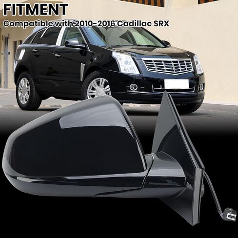 Right Passenger Side Mirror Compatible with 2010-2016 Cadillac SRX Right Side Rear Door Mirror with Heated Manual Folding 5 Pins Black GM1321445 20774505 20953692 in Saudi Arabia