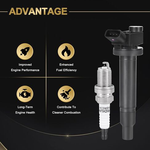 6PCS Ignition Coil Pack and Spark Plugs UF267 Replacement for Lexus ES300 RX300 ES330 RX330 RX400h Toyota Sienna Avalon Camry Highlander Solara V6 3.0L 3.3L 9091902234 in Kuwait