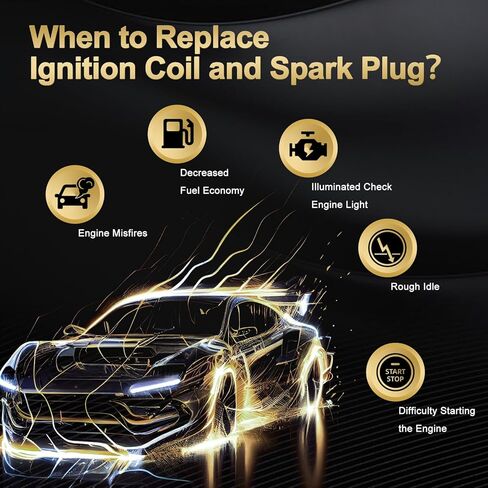 6PCS Ignition Coil Pack and Spark Plugs UF267 Replacement for Lexus ES300 RX300 ES330 RX330 RX400h Toyota Sienna Avalon Camry Highlander Solara V6 3.0L 3.3L 9091902234 in Kuwait