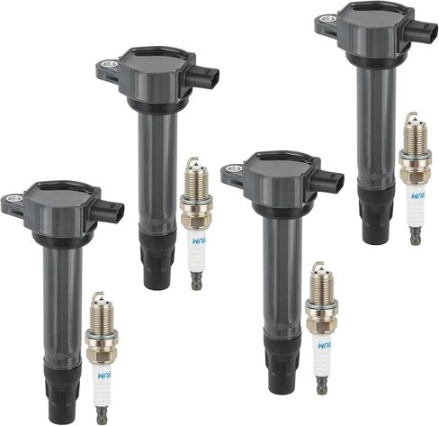 Set of 4 UF557 Ignition Coil Packs and Iridium Spark Plugs Compatible with Jeep Patriot Compass, Dodge Avenger Caliber Journey, Chrysler Sebring 200 Replaces GN10346, 5C1644 in Saudi Arabia