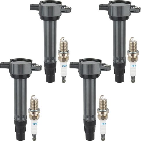 Set of 4 UF557 Ignition Coil Packs and Iridium Spark Plugs Compatible with Jeep Patriot Compass, Dodge Avenger Caliber Journey, Chrysler Sebring 200 Replaces GN10346, 5C1644 in Saudi Arabia