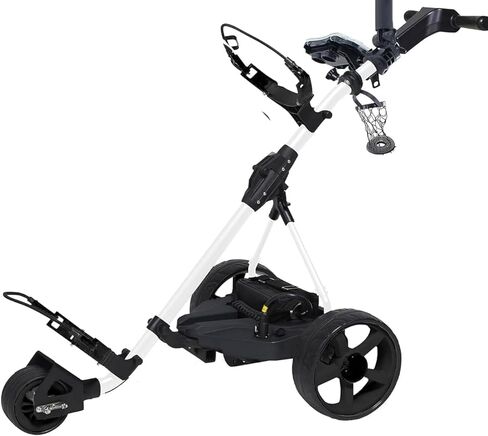 عربة جولف كهربائية محملة بالكامل في عطلة نهاية الأسبوع بدون جهاز تحكم عن بعد، مع حامل مشروبات، حامل مظلة، حامل بطاقة الأداء، أبيض in Kuwait