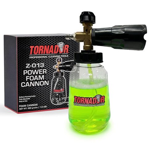 تورنادور Z-013 مدفع باور فوم 1 لتر | نمط رذاذ قابل للتعديل | فوهة ستانلس ستيل | ساق الصمام النحاسي | اتصال سريع مناسب | إخراج رغوة عالية الحجم | مثالي لتنظيف المركبات والأسطح in Kuwait