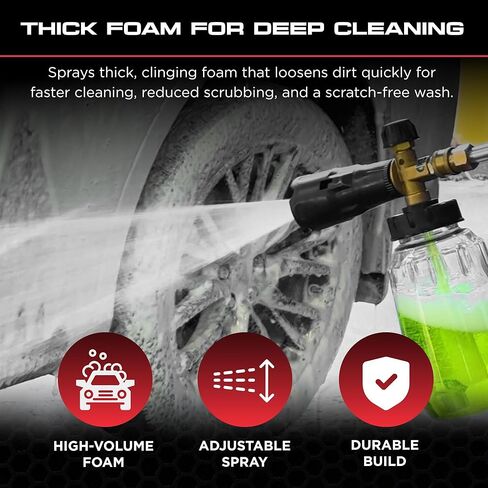 تورنادور Z-013 مدفع باور فوم 1 لتر | نمط رذاذ قابل للتعديل | فوهة ستانلس ستيل | ساق الصمام النحاسي | اتصال سريع مناسب | إخراج رغوة عالية الحجم | مثالي لتنظيف المركبات والأسطح in Kuwait