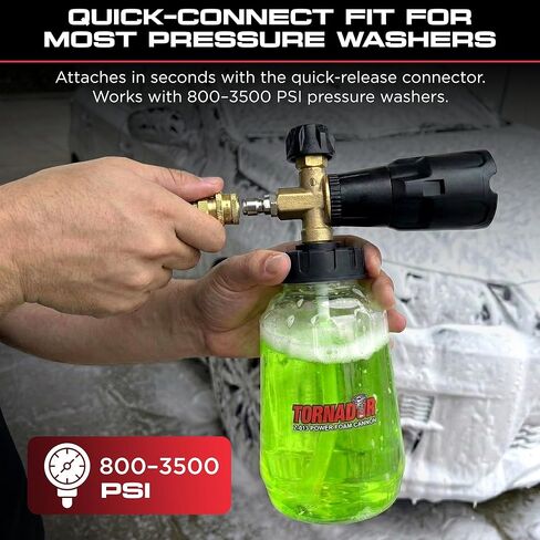 تورنادور Z-013 مدفع باور فوم 1 لتر | نمط رذاذ قابل للتعديل | فوهة ستانلس ستيل | ساق الصمام النحاسي | اتصال سريع مناسب | إخراج رغوة عالية الحجم | مثالي لتنظيف المركبات والأسطح in Kuwait