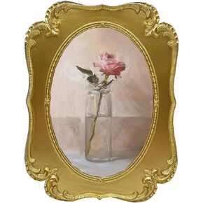 SIKOO Vintage Gold Frames 5x7 Oval Picture Frame Tabletop and Wall Mount Display Vintage Wall Decor Ornate Gallery Wall Art in Kuwait