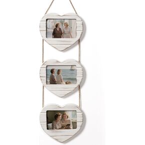 Afuly 5x7 Picture Frame Heart Shaped Farmhouse Distressed White Love Shabby Chic Photo Display Unique Rustic Tabletop Wall Hanging Home Decor Cute Wedding Artwork Anniversary for Couple Mom Grandma Family in Kuwait