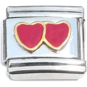 NewCharms Double Red Heart Italian Charm in Kuwait