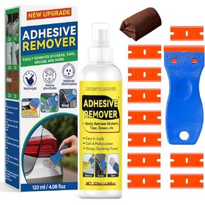 بخاخ مزيل لاصق من تيبيتلي، 4.06 أونصة، مزيل ملصقات بمكشطة بلاستيكية و10 شفرات، للشريط والملصقات والسيليكون وبقايا اللثة والشمع، آمن على الزجاج والمعادن والبلاستيك والخشب والأسطح الصلبة in Kuwait