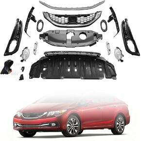 شبكة المصد الأمامي ومصابيح الضباب ومجموعة الدعامات المتوافقة مع 2013 2014 2015 Honda Civic Sedan لا تناسب Hybird in Kuwait