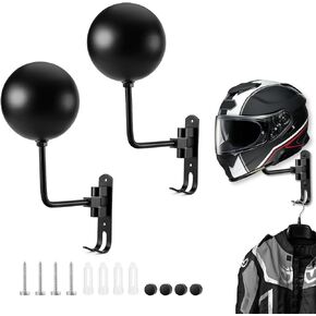 Motorcycle Helmet Holder (2 Pack) Wall Mount, Helmet Hanger 180° Rotation Helmet Rack with Double Hook for Football Helmet, Bicycle Helmet, Hat, Cap, Sportswear, Motorcycle Accessories in Kuwait