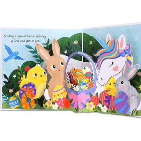 بطاقات عيد الفصح المنبثقة للأطفال من Coralogo Unicorn - بطاقات عيد الفصح ثلاثية الأبعاد مع مظروف ومذكرة فارغة، أفضل الهدايا للأطفال حفيد حفيدة ابنة، وحيد القرن مع أرنب وبيض in Kuwait