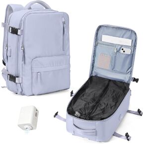 حقيبة ظهر بختم مفرغ للسفر مع مضخة هواء مضغوطة، حقيبة نهارية تحمل على متن الطائرة، معتمدة من Vacpack، حقائب كمبيوتر محمول موفرة للمساحة مع نظام تفريغ، حقيبة سفر للنساء والرجال، أرجواني داكن in Kuwait