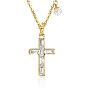 Cross Necklace for Women, 14K Gold Plated Baguette Cubic Zirconia Removable Pendant Adjustable Dainty Jewelry in Kuwait