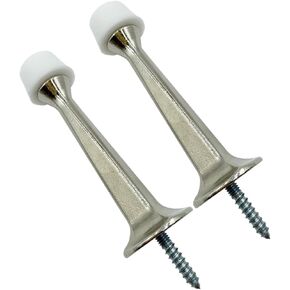 Solid Rigid Door Stops, 2 Pack Heavy Duty Door Stoppers with Soft Rubber Tip, Zinc Die Cast Door Stopper Protect Wall & Door (2, Satin Nickel) in Kuwait