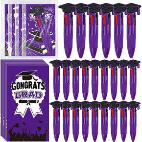 LiYiQ 24 Sets Graduation 4-in-1 Ballpoint Pens with Positive Cards Exchange Gifts Bulk Graduation Party Favors Grad Gifts for College Congrats Grad Prizes Goodie Bags Stuffers (Blue) in Kuwait